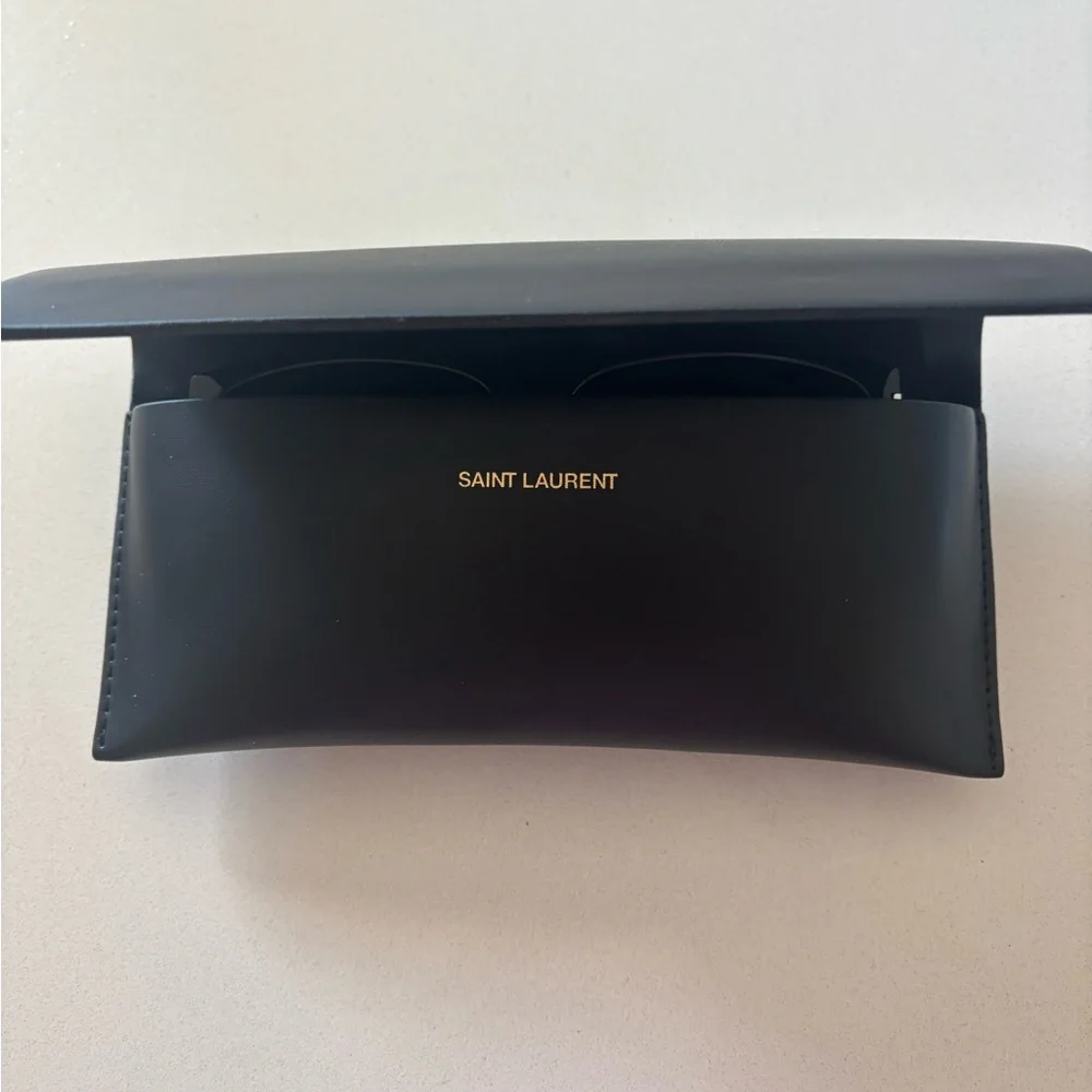 Saint Laurent Black Rectangular Sunglasses with Case - Unisex - scratch on lens